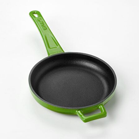 Lava Döküm Kızartma Tavası, Metal Saplı. Çap(Ø)16cm.  - Yeşil