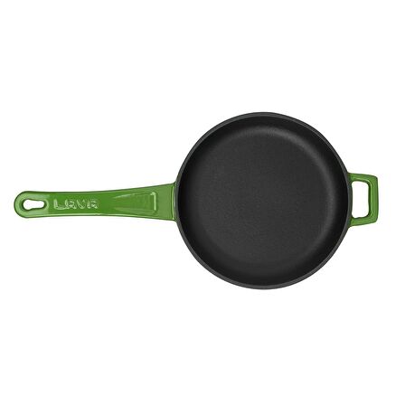 Lava Döküm Kızartma Tavası, Metal Saplı. Çap(Ø)16cm.  - Yeşil