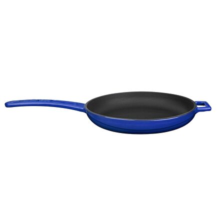 Lava Döküm Kızartma Tavası, Metal Saplı. Çap(Ø)20cm.  - Mavi