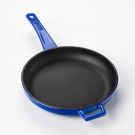 Lava Döküm Kızartma Tavası, Metal Saplı. Çap(Ø)20cm.  - Mavi