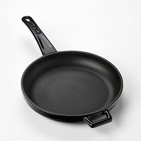 Lava Döküm Kızartma Tavası, Metal Saplı. Çap(Ø)20cm.  - Siyah