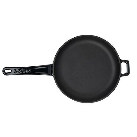 Lava Döküm Kızartma Tavası, Metal Saplı. Çap(Ø)20cm.  - Siyah
