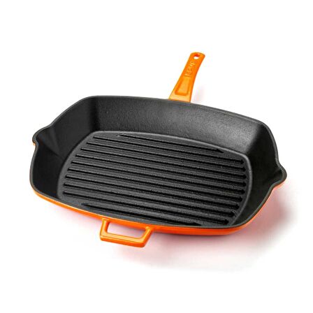 Lava Demir Döküm Metal Kulplu 26x32 Cm Dikdörtgen Izgara Tava Turuncu