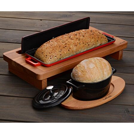 Lava Döküm Ekmek Kabı / Terrine. Ölçü 11x29cm. - Mavi