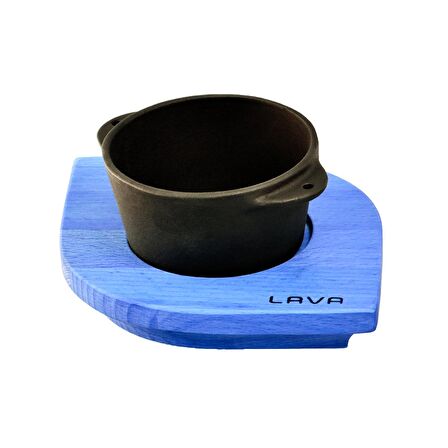 Lava Döküm Yuvarlak Sufle / Sos Kabı ve Ahşap Altlığı. Çap(Ø)8cm.