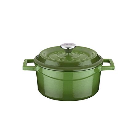 Lava Döküm Yuvarlak Tencere. Trendy Çap(Ø) 18cm. - Yeşil
