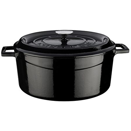 Lava Döküm Yuvarlak Tencere. Trendy Çap(Ø)32cm.  - Siyah