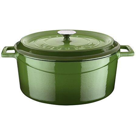 Lava Döküm Yuvarlak Tencere. Trendy Çap(Ø)32cm.  - Yeşil