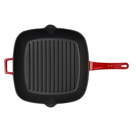 Lava Döküm Izgara Tava, Metal Saplı. Ölçü 28x28cm. - Kırmızı