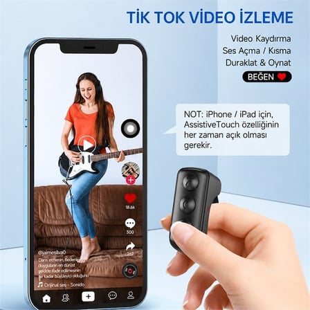 Powermaster PM-24897 Kablosuz Bluetooth Yüzük Kumanda Tiktok - Reels Kaydırma Uzaktan Deklanşör