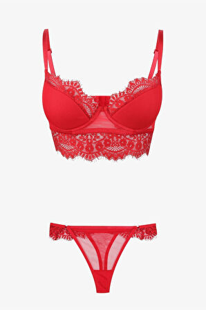 Dantelli Tüllü Sütyen Takım