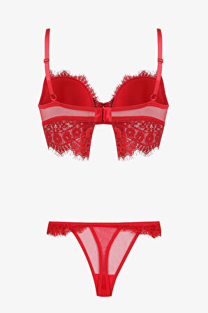 Dantelli Tüllü Sütyen Takım