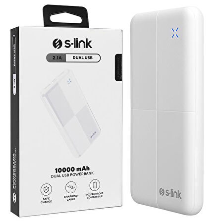 S-Link IP-G12N 10.000Mah Microusb + TYPE-C Beyaz Taşınabilir Pil Şarj Cihazı Powerbank