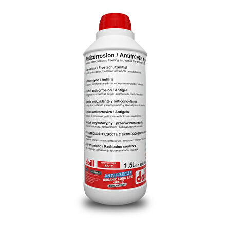 Hazır Karışım -55 Derece 1.5 Litre Kırmızı Organik Antifriz - G12 (Üretim Yılı: 2025)