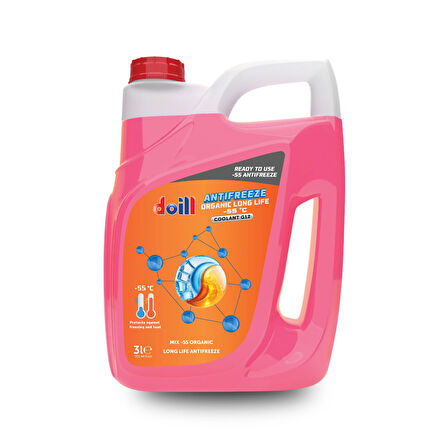 -55 Derece Hazır Karışım 3 Litre Kırmızı Organik Antifriz - G12 (Üretim Yılı: 2025)