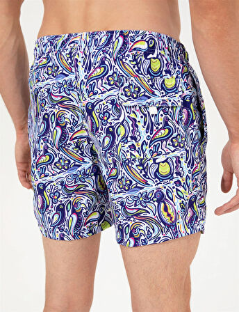 Erkek Orta Boy Kuş Desenli Deniz Şortu