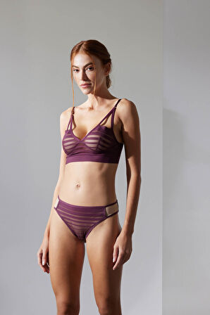 Kadın Çizgili Tül Balensiz Bralet