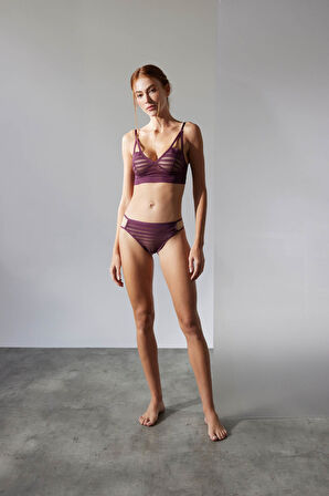 Kadın Çizgili Tül Balensiz Bralet