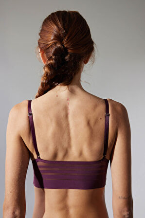 Kadın Çizgili Tül Balensiz Bralet