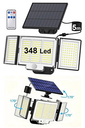 Greentech 348 Ledli, Güneş Enerjili, Hareket Sensörlü, 3 Taraflı Aydınlatma / GT-SL30