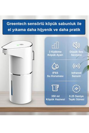 Greentech Sensörlü USB Şarjlı Köpük Sabunluk / GT-SD01