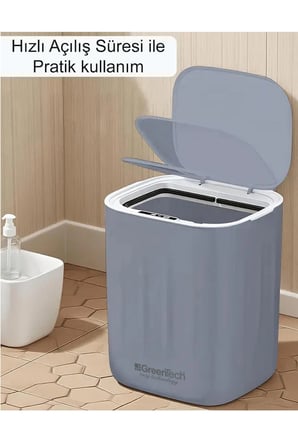 Greentech Sensörlü 28 Litre Çöp Kovası (Şarj Edilebilir Lityum Pilli) / GT-SC07S