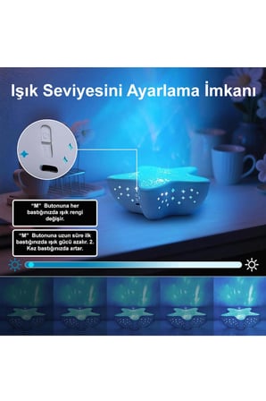 Greentech 7 Renk Şarjlı Deniz Yıldızı Projektör / GT-LP01