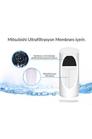 Greentech Water UF Membran Filtreli Musluk Ucu Arıtıcı / 3 Adet UF Membran Filtreli Kartuş / GW-D01P2