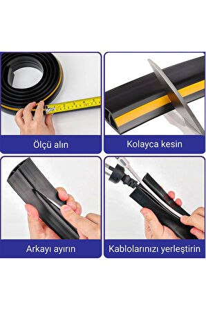 Greentech Esnek Kablo Kanalı Şeritli Siyah / GT-KK08