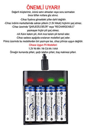 Greentech Pil Şarj Cihazı (Dört Yuvalı) - 1.2V Ni-Mh / Ni-Cd Aa / Aaa / GT-BC07