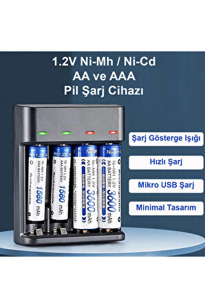 Greentech Pil Şarj Cihazı (Dört Yuvalı) - 1.2V Ni-Mh / Ni-Cd Aa / Aaa / GT-BC07