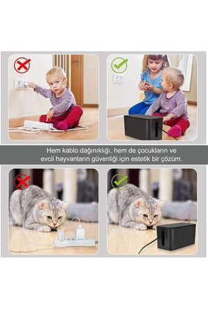 Greentech Kablo Düzenleme Kutusu (Siyah Renk-Küçük Boy) GT-PK05