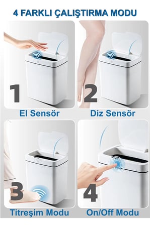 Greentech Sensörlü 18 Litre Çöp Kovası (Şarj Edilebilir Lityum Pilli) / GT-SC15