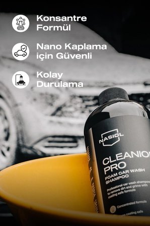 Cleanion Pro New Formula Araç Konsantre Şampuan-500 Gr-Narenciye Kokulu Fırçasız Oto Yıkama