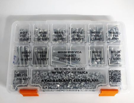 AY-CİV M 5 Ysb Vida Somun Pul Seti 437 Parça