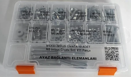 AY-CİV M5 İmbus Civata Seti 411 Parça Dın 912 Alyan