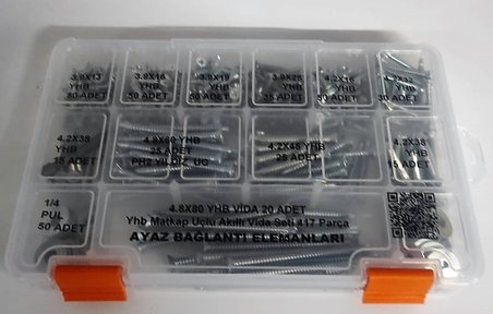 AY-CİV Yhb Matkap Uçlu Akıllı Vida Seti 417 Parça