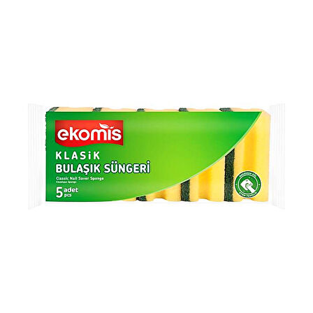 Ekomis Klasik Yeşil Sünger Oluklu 5 li 