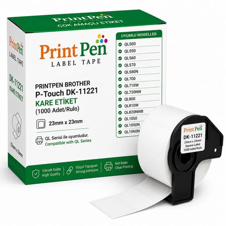 Printpen Brother P-touch DK-11221 Kare Etiket (1000 Adet/Rulo) (23mm x 23mm) QL500 QL550