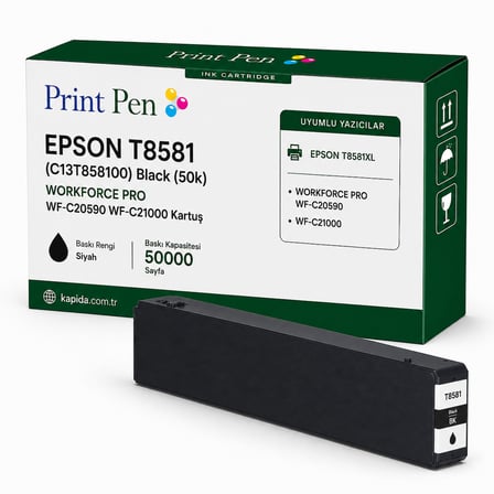 Printpen Epson T8581 (C13T858100) Black (50K) WorkForce Pro WF-C20590 WF-C21000 Kartuş