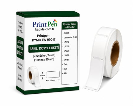 Printpen Dymo LW 99017 Askili Dosya Etıketı (220 Etiket/Paket) (12mm x 50mm) LabelWriter EL60 LW310
