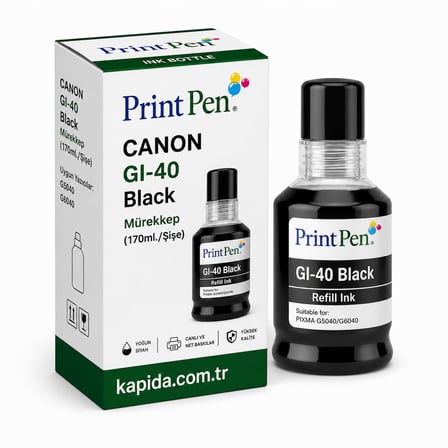 Printpen Canon Gi 40 Black Murekkep (170Ml /Sise) G5040 G6040 Kartus