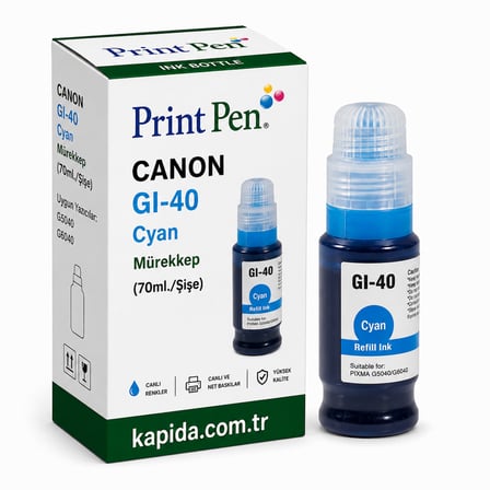 Printpen Canon Gi 40 Mavi Murekkep (70Ml /Sise) G5040 G6040 Kartus