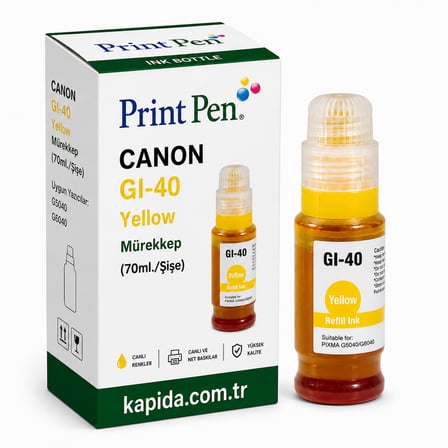 Printpen Canon GI-40 Sarı Mürekkep (70ml./Sise) G5040 G6040 Kartuş