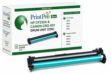 Printpen Box Hp Cf232A & Canon Crg-051 Drum Unit (23K) M203 M206