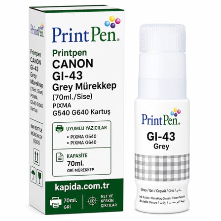 Printpen Canon Gi 43 Grey Murekkep (70Ml /Sise) Pixma G540 G640 Kartus