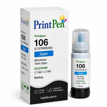 Printpen Epson 106 (C13T00R240) Mavi Mürekkep 70ml./Sise EcoTank L7160 L7180 Kartuş