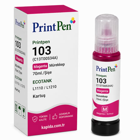 Printpen Epson 103 (C13T00S34A) Kırmızı Mürekkep 70Ml./Sise Ecotank L1110 L1210 Kartuş