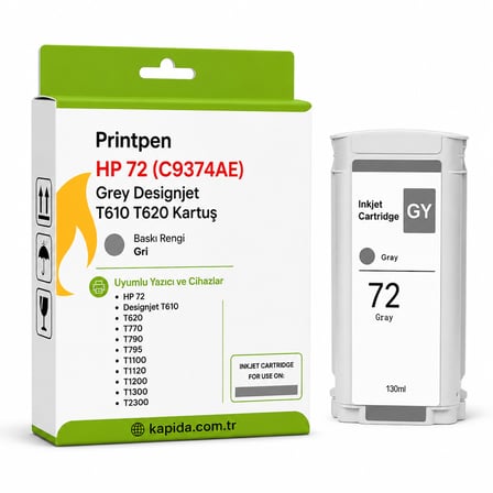 Printpen HP 72 (C9374AE)  Grey Designjet T610 T620 Kartuş
