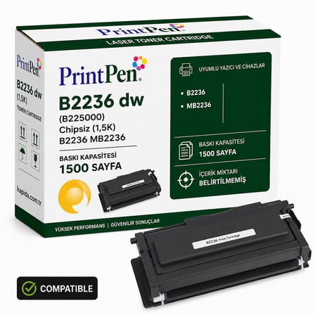Printpen Lexmark B2236 Dw (B225000) Chipsiz (1,5K) B2236 Mb2236 Toner